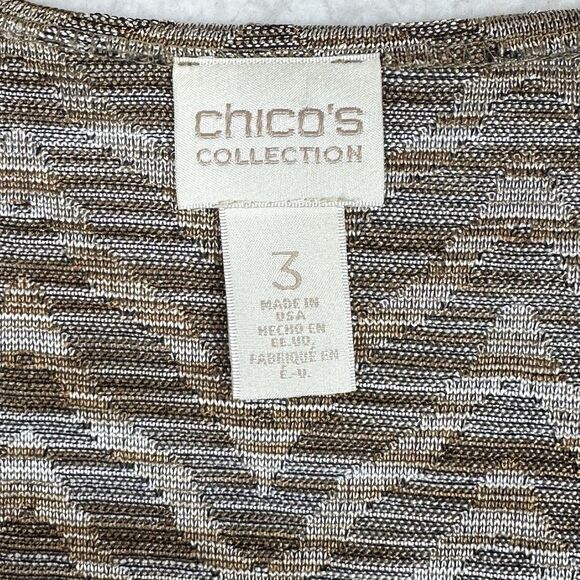 Chico’s Collection Metallic Chevron Open Front Jacket Size 3 (XL/16) - Picture 7 of 16